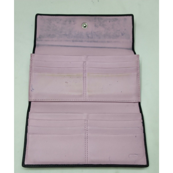 Coach Chelsea Black Leather Credit Card Trifold Long Wallet - Picture 11 of 15